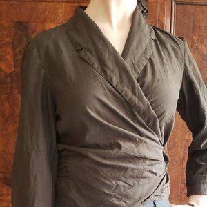 Chocolate brown Dana Buchman wrap blouse